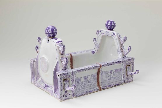 A Discrete History of Intimacy and Violence double urinal basin with faucets by Nicki Green contemporary artwork Sculpture