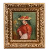 Jeune femme au corsage rouge et au chapeau jaune by Pierre-Auguste Renoir contemporary artwork painting