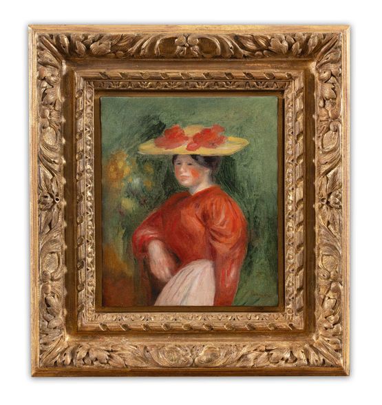 Jeune femme au corsage rouge et au chapeau jaune by Pierre-Auguste Renoir contemporary artwork Painting