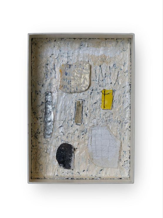 deep inside a drawer-a bird flying beyond the reddish ash and winter forest by Jeon Jaeeun contemporary artwork Works on Paper