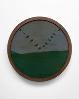 Untitled Birds In Formation Over A Green Sea by Frank Walter contemporary artwork painting