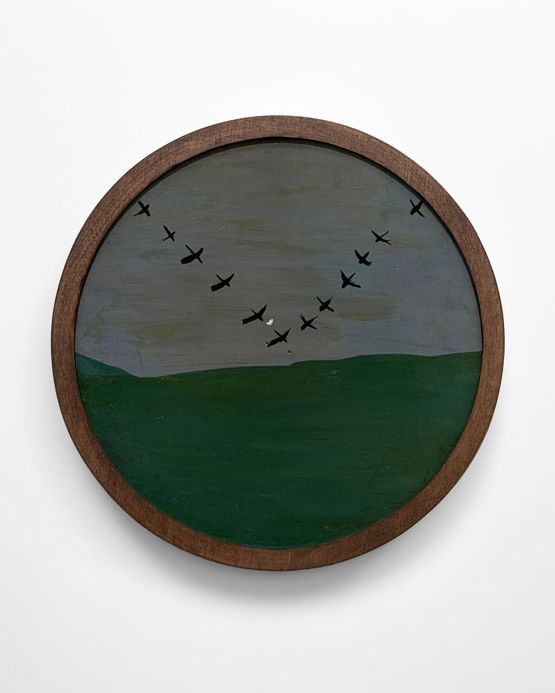 Untitled Birds In Formation Over A Green Sea by Frank Walter contemporary artwork Painting