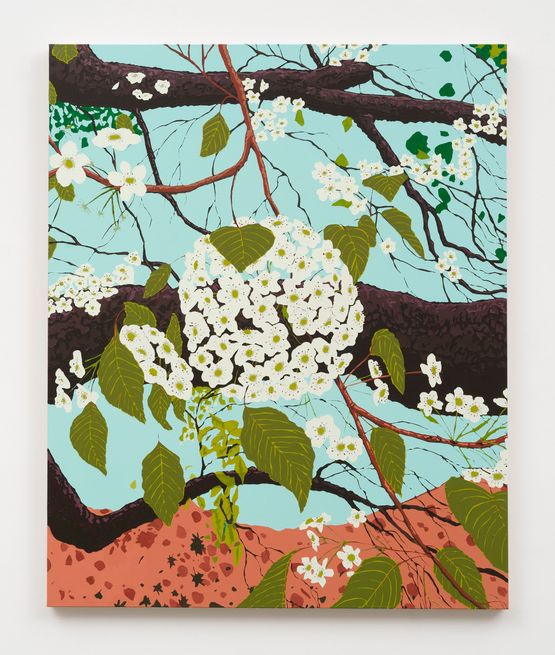Frog Town Pear Blossoms by Hilary Pecis contemporary artwork Painting