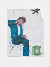 MR SQUID ON HOLD Part one GREEN LOVE STORIES series by Pharaoh Kakudji contemporary artwork mixed media works on paper