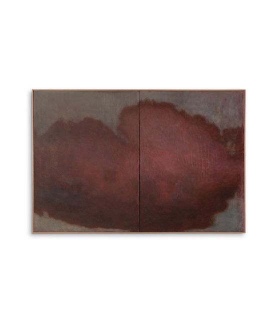 Landscape in Dark Red Charcoal Diptych by Nuria Maria contemporary artwork Painting