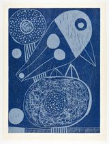 Perched Between Two Flowers by Austin Eddy contemporary artwork print