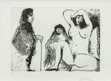 Visiteur avec son chien chez une jeune femme avec la celestine Nr. 192 aus La Suite 347 by Pablo Picasso contemporary artwork print
