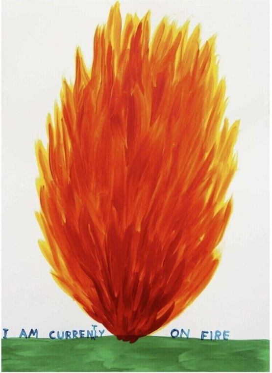 I Am Currently On Fire by David Shrigley contemporary artwork Works on Paper