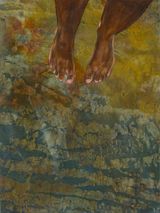 Where the ocean meets the beach by Sola Olulode contemporary artwork drawing painting works on paper