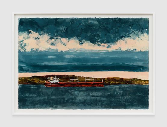 Hudson River Barge by Kirsten Everberg contemporary artwork Painting