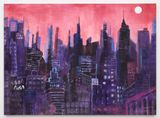 Big Pink and Purple Cityscape by Tabboo contemporary artwork painting works on paper