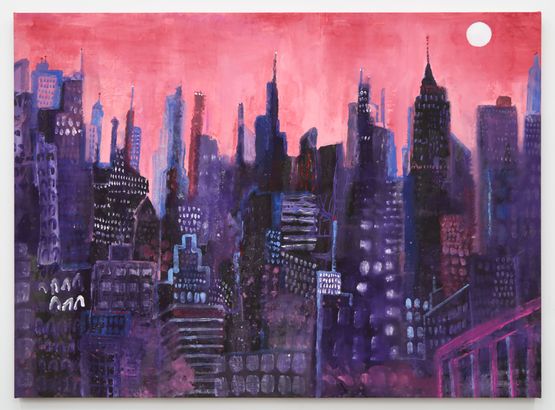 Big Pink and Purple Cityscape by Tabboo contemporary artwork Painting