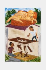 Dog and Furniture That Doesnt Fit the Size of the House  by Kyoko Idetsu contemporary artwork painting