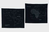 A new and accurat map of the world democracia racial exodo genocidio e invasao by Jaime Lauriano contemporary artwork drawing textile