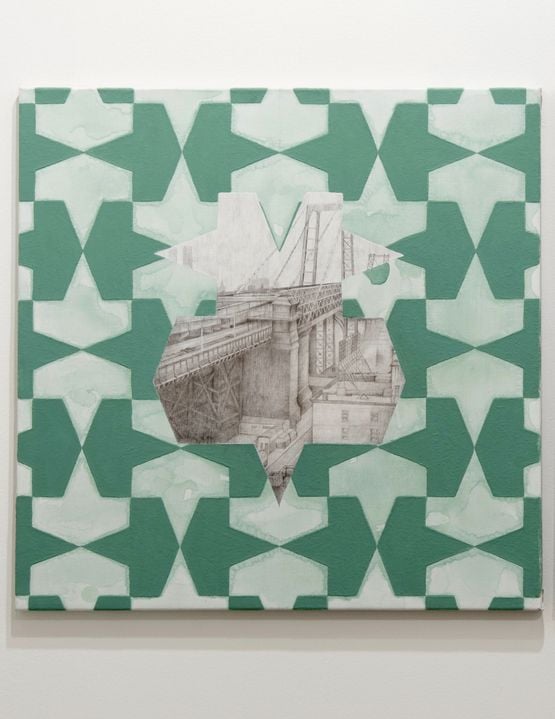 Bird - View across Williamsburg Bridge from Tung Fa Noodle Factory by Praneet Soi contemporary artwork Painting