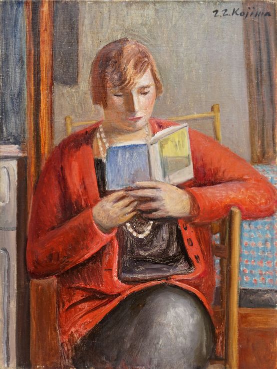 Woman Reading a Book by Zenzaburo Kojima Estate contemporary artwork Painting