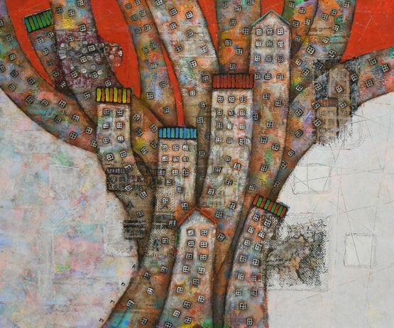 The growing city by Yuji Kanamaru contemporary artwork Painting