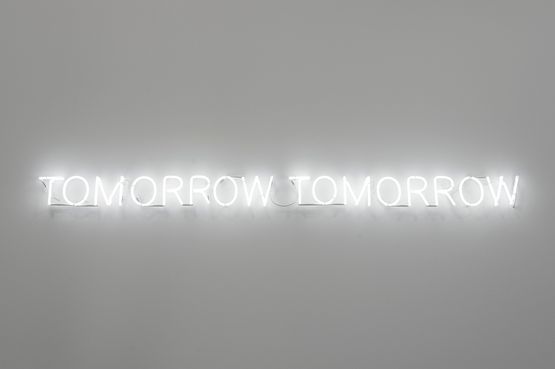 Tomorrow tomorrow neon edition by Joel Andrianomearisoa contemporary artwork Sculpture