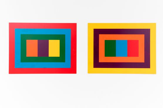 Pair of polychrome painting 5a 5b by John Nixon contemporary artwork Painting