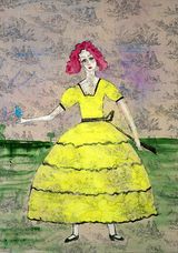 Scarlett OHara with a Budgerigar by Jenny Watson contemporary artwork painting