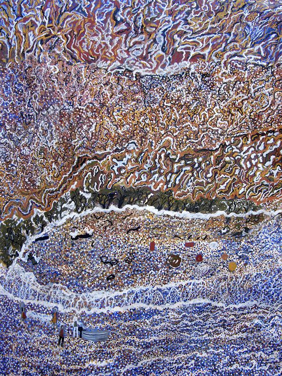 Dragging Net at Less Creek by Mavis Ngallametta contemporary artwork Painting