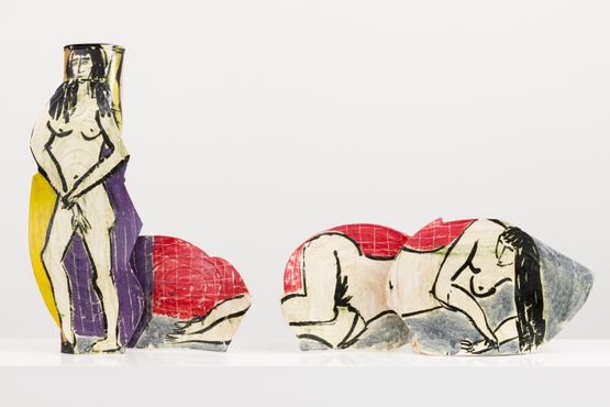 His and Hers Vases Life Drawing by Betty Woodman contemporary artwork Mixed Media