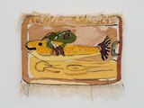 Schneidebrett mit Fisch und Frosch by Ingrid Wiener contemporary artwork textile