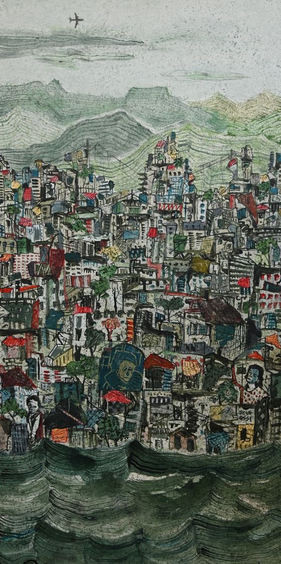 My City in Green Patina 1 by Zena Assi contemporary artwork Painting