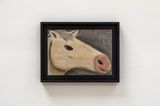 Portrait of a gold horse by Andrew Sim contemporary artwork drawing painting works on paper