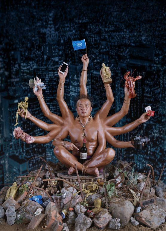 Bequeathing Buddha by Wang Qingsong contemporary artwork Photography