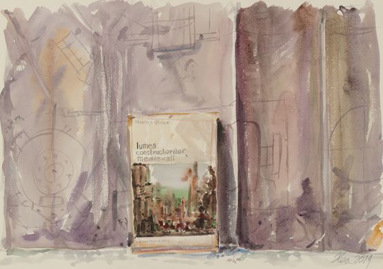 Lumea constructorilor medievali The World of medieval builders by Gheorghe Ilea contemporary artwork Painting