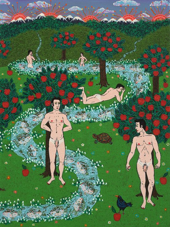 Coming to the End of the Phalus Sea Cain and Able Montage II by Laura Williams contemporary artwork Painting