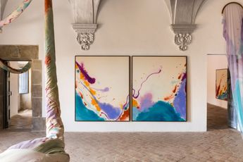 Contemporary art exhibition Violeta Maya La Santisima Brocha del Divino Descontrol at Alzueta Gallery Casavells Spain