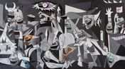 Guernica The Grin of War by Yue Minjun contemporary artwork Painting