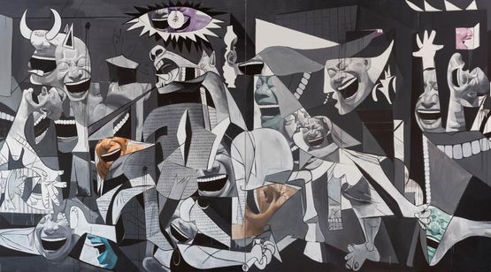 Guernica The Grin of War by Yue Minjun contemporary artwork Painting