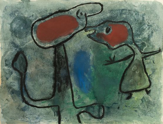 Deux personnages by Joan Miro contemporary artwork Works on Paper