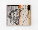 IN ORANGE AND BLACK by Ghada Amer contemporary artwork Textile