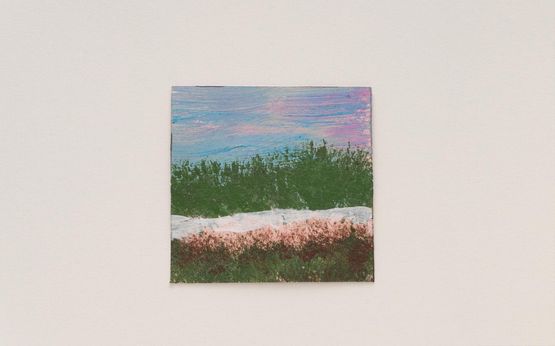 Untitled Scottish Stream and Pink Flowers by Frank Walter contemporary artwork Painting