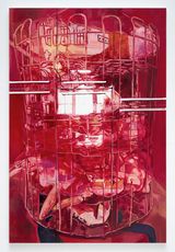 Red Scene_Cage 2 by Jihyun Lee contemporary artwork painting works on paper