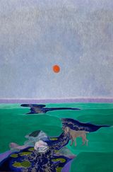 Wish you were here Red Sun by Tess Dumon contemporary artwork painting