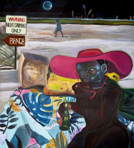Night swimmers by Ndidi Emefiele contemporary artwork Painting