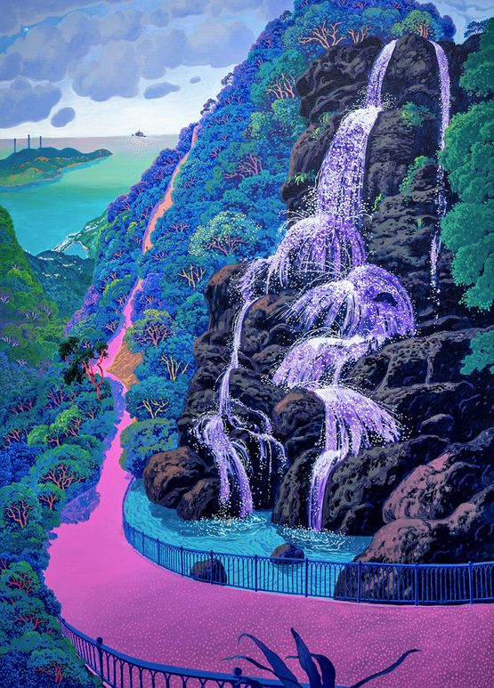 Lugard Fall and Lamma Island by Stephen Wong Chun Hei contemporary artwork Painting