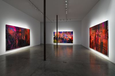 Doron Langberg Paints the Town Red at Victoria Miro