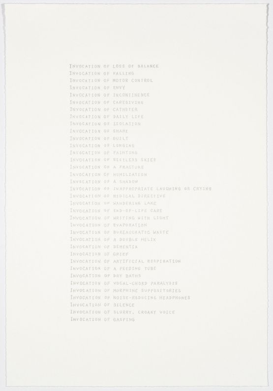 List of Invocations by Patty Chang contemporary artwork Print