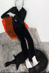 The Swimmer and the Fox by Iris Schomaker contemporary artwork works on paper