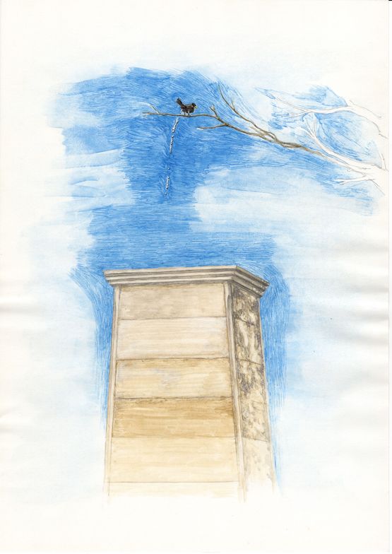 bird with a stomachache by So Yo-Hen contemporary artwork Works on Paper