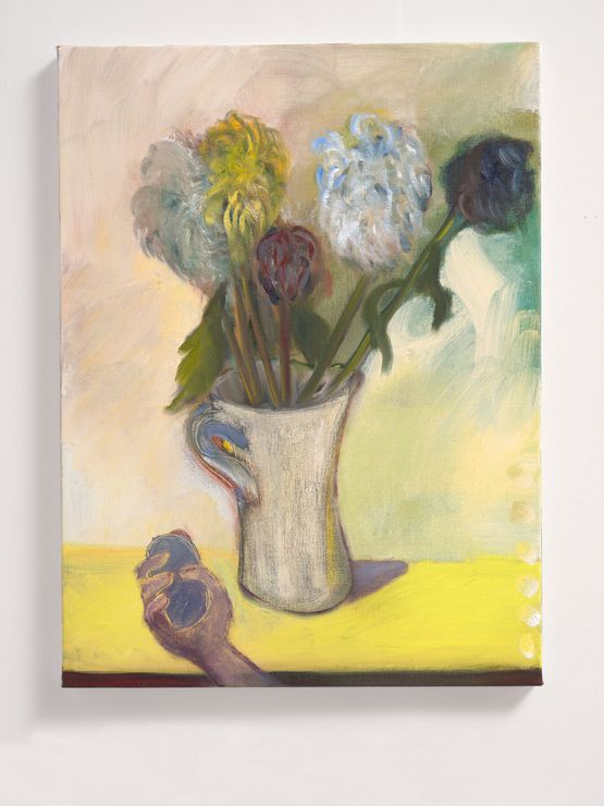 Vase with Flowers Hand with Stone by Rosalind Nashashibi contemporary artwork Painting