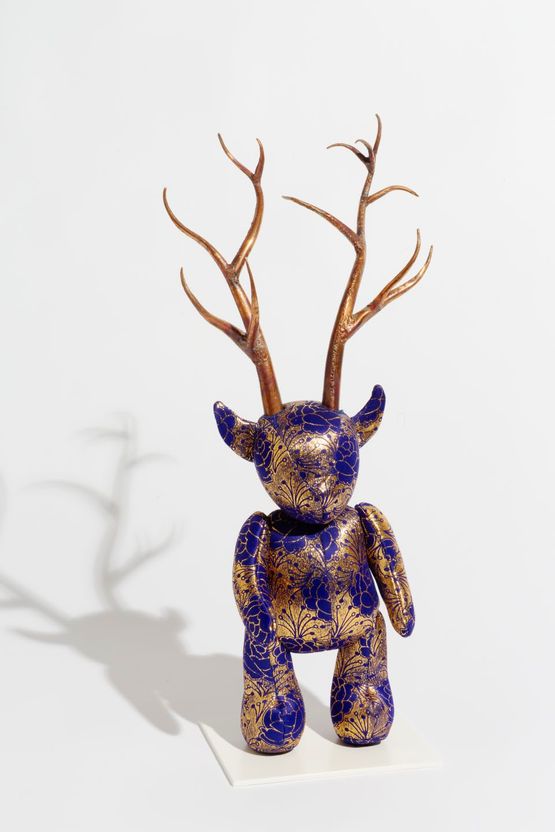 Blue Indian Teddy by Permindar Kaur contemporary artwork Sculpture