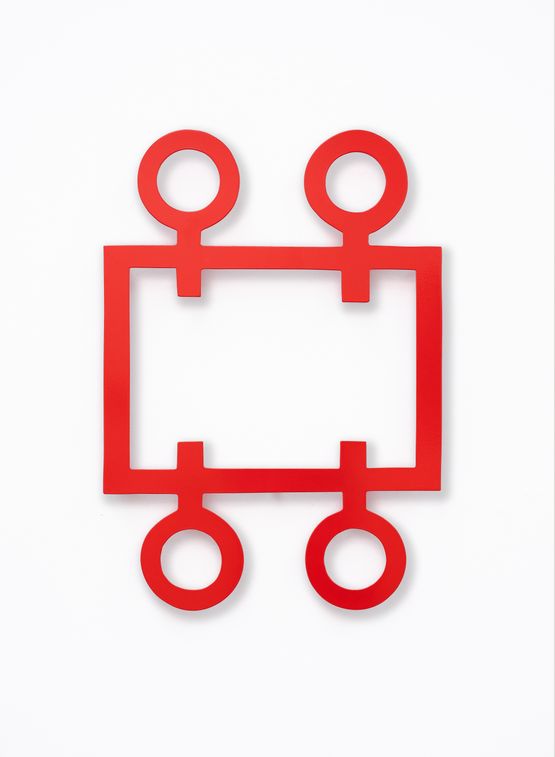 16 Rechteck  4 Osen rectangle  4 eyelets wall object by Dorothea Forster contemporary artwork Sculpture