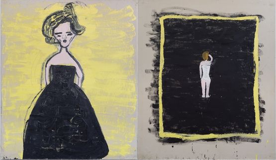 Black Frock The Modest Corset Malevitch by Rose Wylie contemporary artwork Painting
